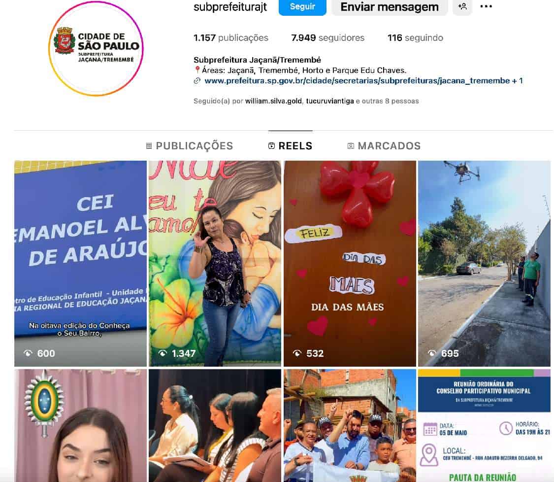 Reprodução da página do Instagram