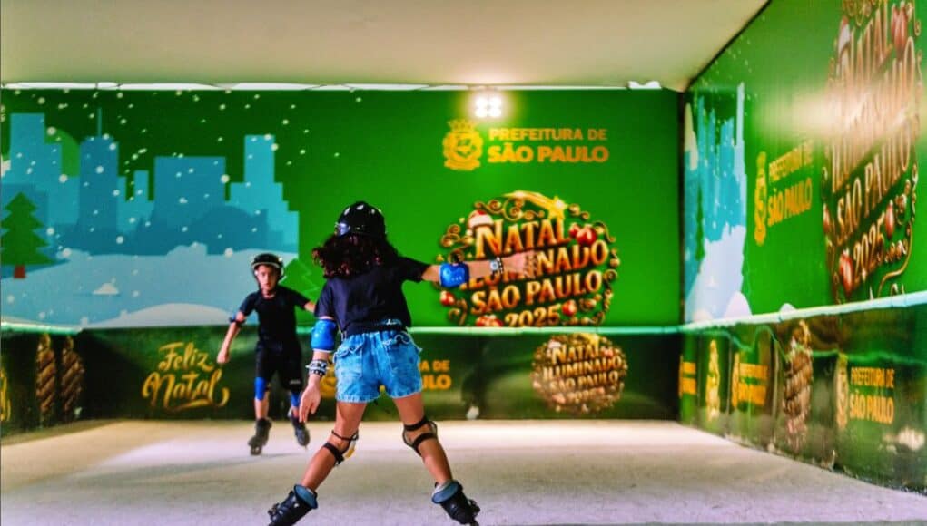 natal iluminado patinação gelo