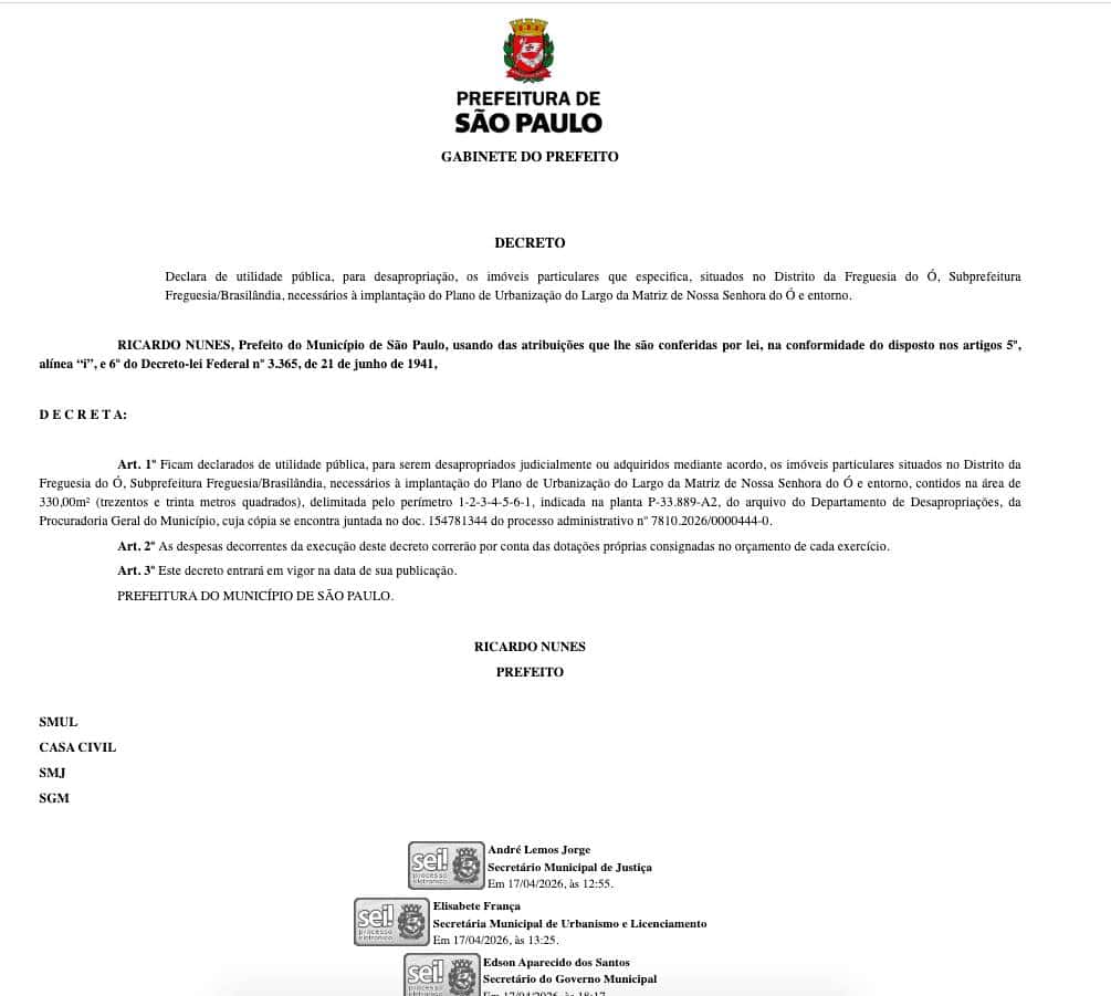 Desapropriações Largo Freguesia Ó